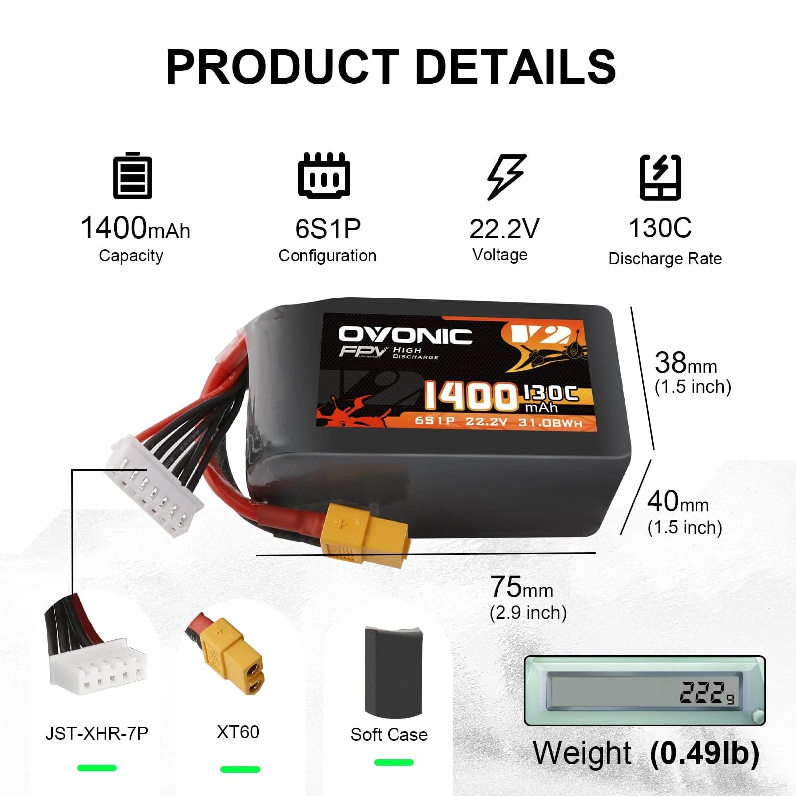 Ovonic 6S LiPo Battery 22.2V 1 - Drone Battery Bag review and price